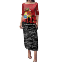 Tonga ANZAC Day Family Matching Puletasi and Hawaiian Shirt Ngatu Pattern We Will Remember Them LT14 Mom's Dress Red - Polynesian Pride