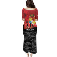 Tonga ANZAC Day Family Matching Puletasi and Hawaiian Shirt Ngatu Pattern We Will Remember Them LT14 - Polynesian Pride