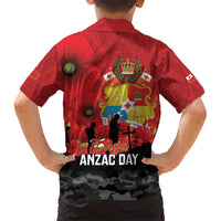 Tonga ANZAC Day Family Matching Short Sleeve Bodycon Dress and Hawaiian Shirt Ngatu Pattern We Will Remember Them LT14 - Polynesian Pride