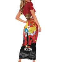 Tonga ANZAC Day Family Matching Short Sleeve Bodycon Dress and Hawaiian Shirt Ngatu Pattern We Will Remember Them LT14 - Polynesian Pride