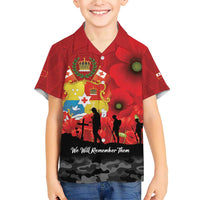 Tonga ANZAC Day Family Matching Short Sleeve Bodycon Dress and Hawaiian Shirt Ngatu Pattern We Will Remember Them LT14 Son's Shirt Red - Polynesian Pride