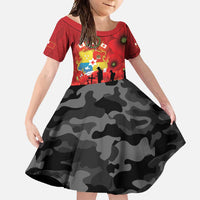 Tonga ANZAC Day Family Matching Summer Maxi Dress and Hawaiian Shirt Ngatu Pattern We Will Remember Them LT14 Daughter's Dress Red - Polynesian Pride