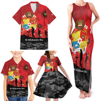 Tonga ANZAC Day Family Matching Tank Maxi Dress and Hawaiian Shirt Ngatu Pattern We Will Remember Them