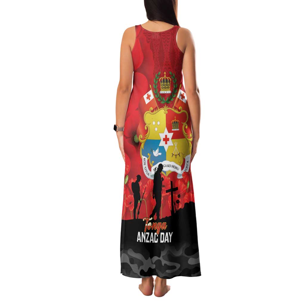 Tonga ANZAC Day Family Matching Tank Maxi Dress and Hawaiian Shirt Ngatu Pattern We Will Remember Them