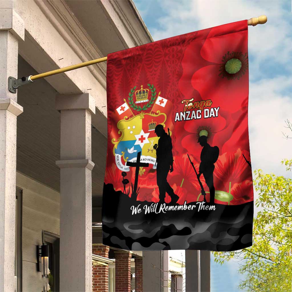 Tonga ANZAC Day Garden Flag Ngatu Pattern We Will Remember Them