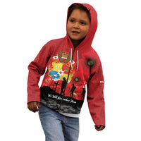 Tonga ANZAC Day Kid Hoodie Ngatu Pattern We Will Remember Them