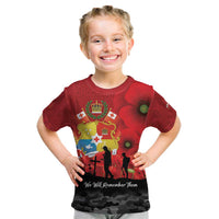 Tonga ANZAC Day Kid T Shirt Ngatu Pattern We Will Remember Them LT14 Red - Polynesian Pride