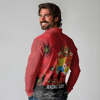Tonga ANZAC Day Long Sleeve Polo Shirt Ngatu Pattern We Will Remember Them LT14 - Polynesian Pride