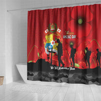 Tonga ANZAC Day Shower Curtain Ngatu Pattern We Will Remember Them