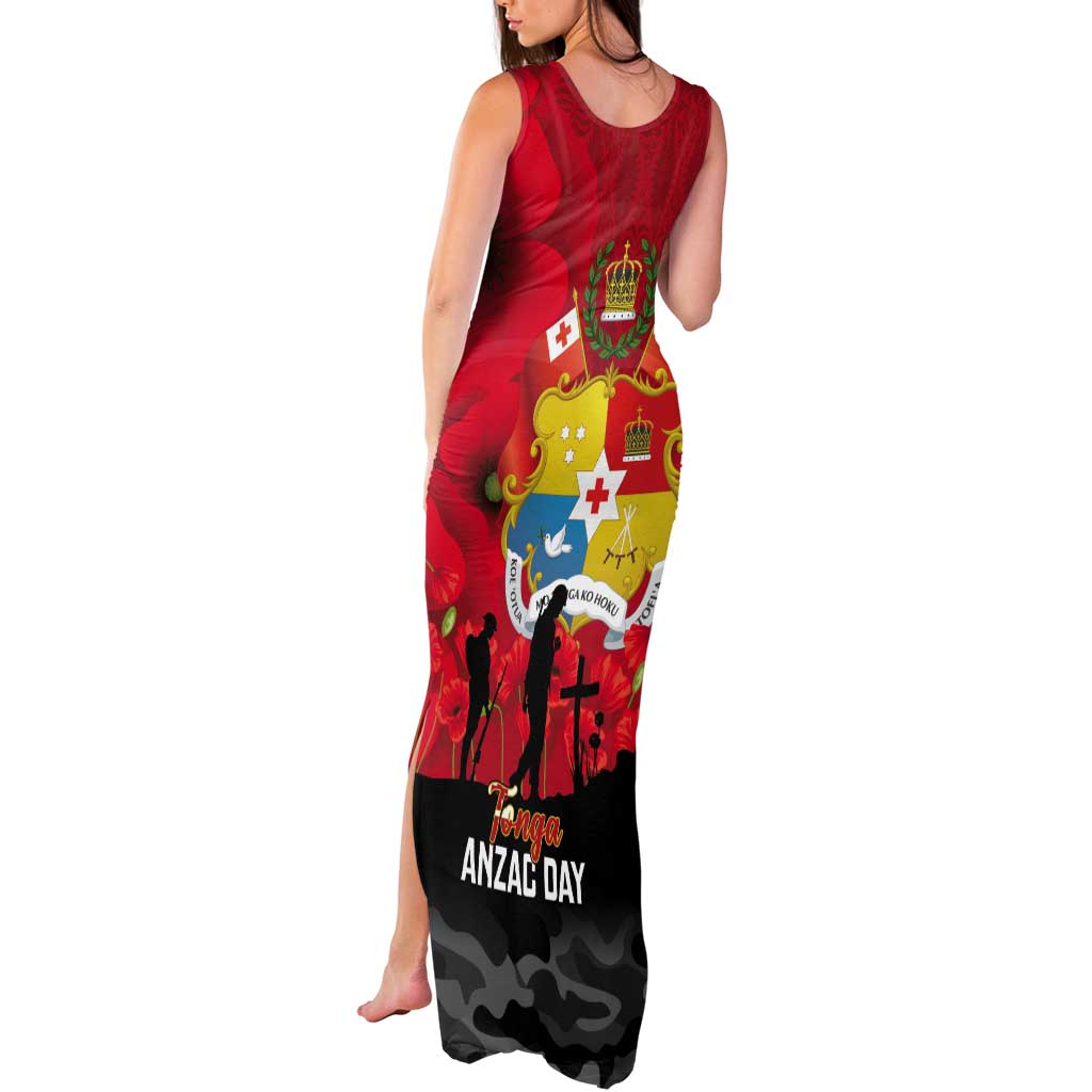 Tonga ANZAC Day Tank Maxi Dress Ngatu Pattern We Will Remember Them LT14 - Polynesian Pride