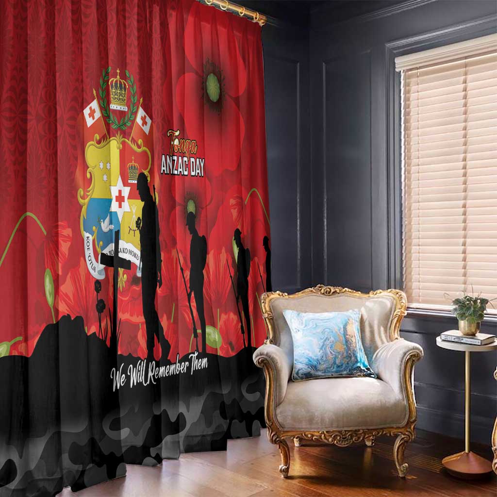 Tonga ANZAC Day Window Curtain Ngatu Pattern We Will Remember Them