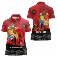 Tonga ANZAC Day Women Polo Shirt Ngatu Pattern We Will Remember Them