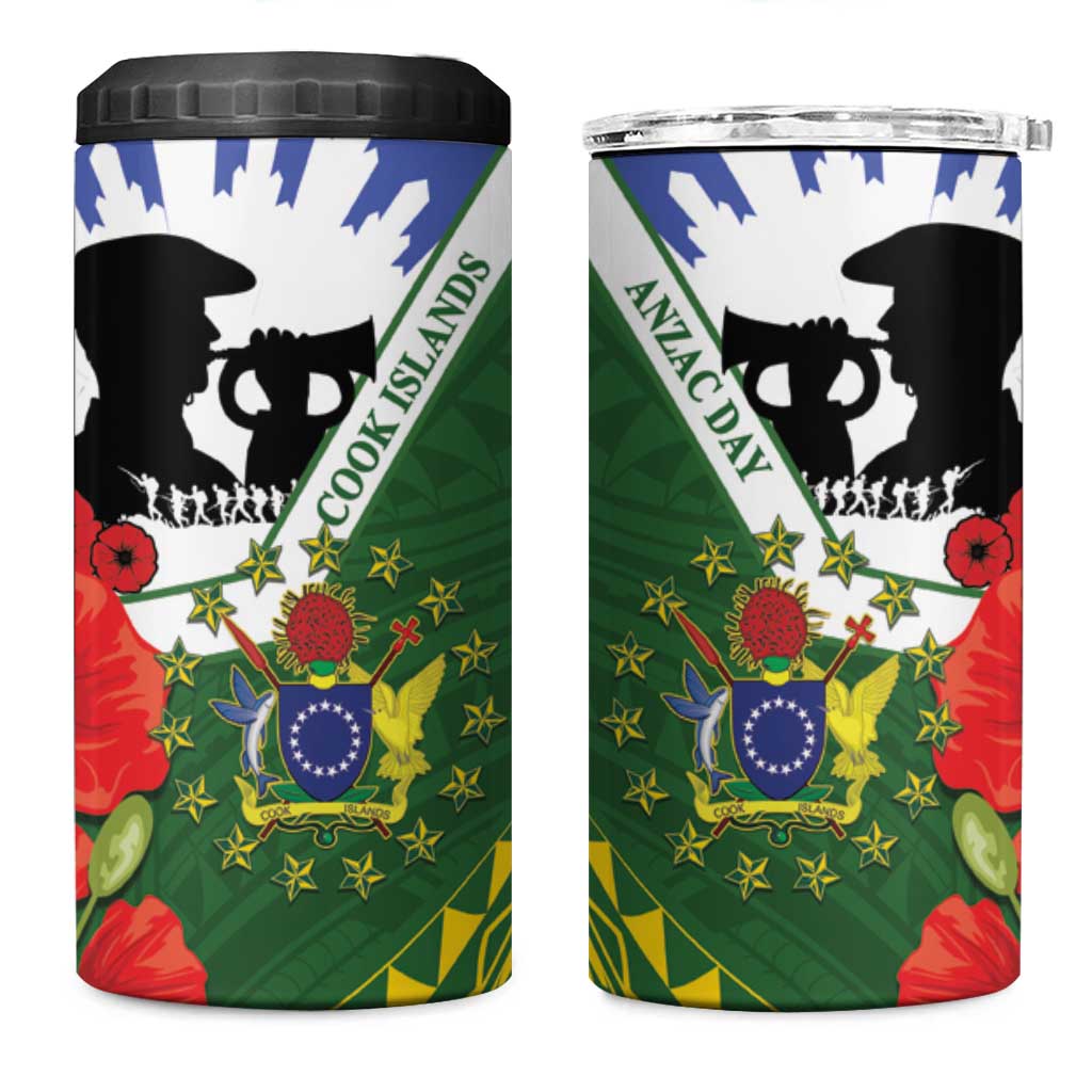 Cook Islands ANZAC Day 4 in 1 Can Cooler Tumbler Last Post Lest We Forget
