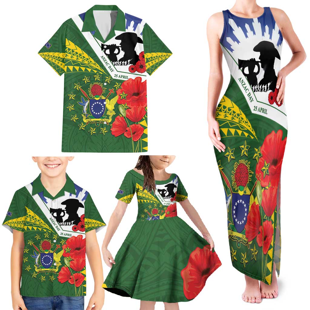 Cook Islands ANZAC Day Family Matching Tank Maxi Dress and Hawaiian Shirt Last Post Lest We Forget