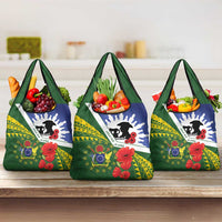 Cook Islands ANZAC Day Grocery Bag Last Post Lest We Forget LT14 3-pack One Size Green - Polynesian Pride