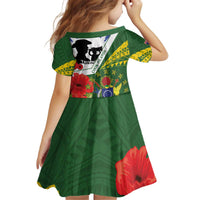 Cook Islands ANZAC Day Kid Short Sleeve Dress Last Post Lest We Forget LT14 - Polynesian Pride