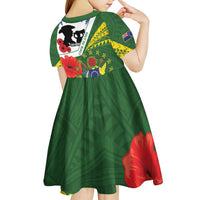Cook Islands ANZAC Day Kid Short Sleeve Dress Last Post Lest We Forget LT14 - Polynesian Pride