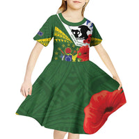 Cook Islands ANZAC Day Kid Short Sleeve Dress Last Post Lest We Forget LT14 - Polynesian Pride