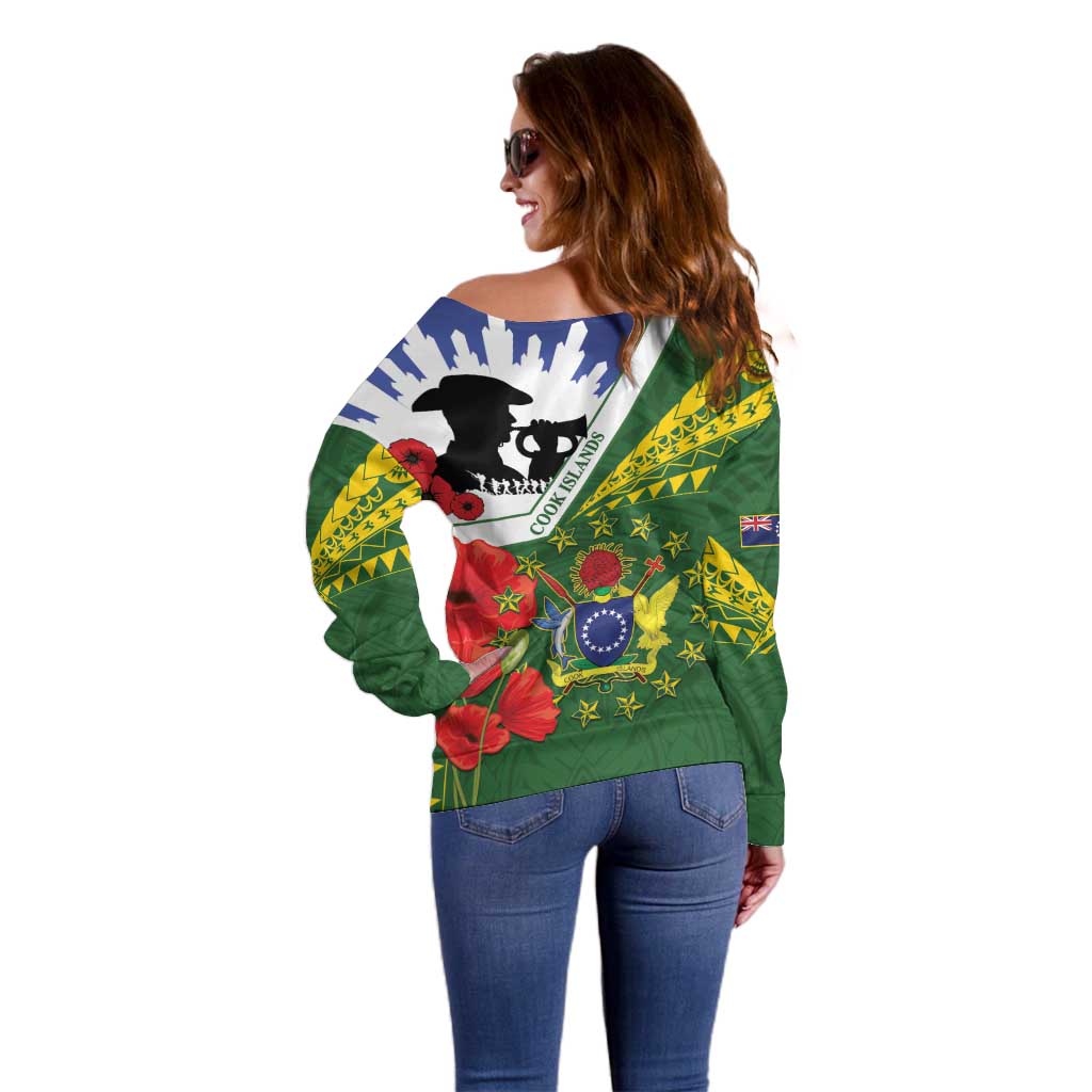 Cook Islands ANZAC Day Off Shoulder Sweater Last Post Lest We Forget