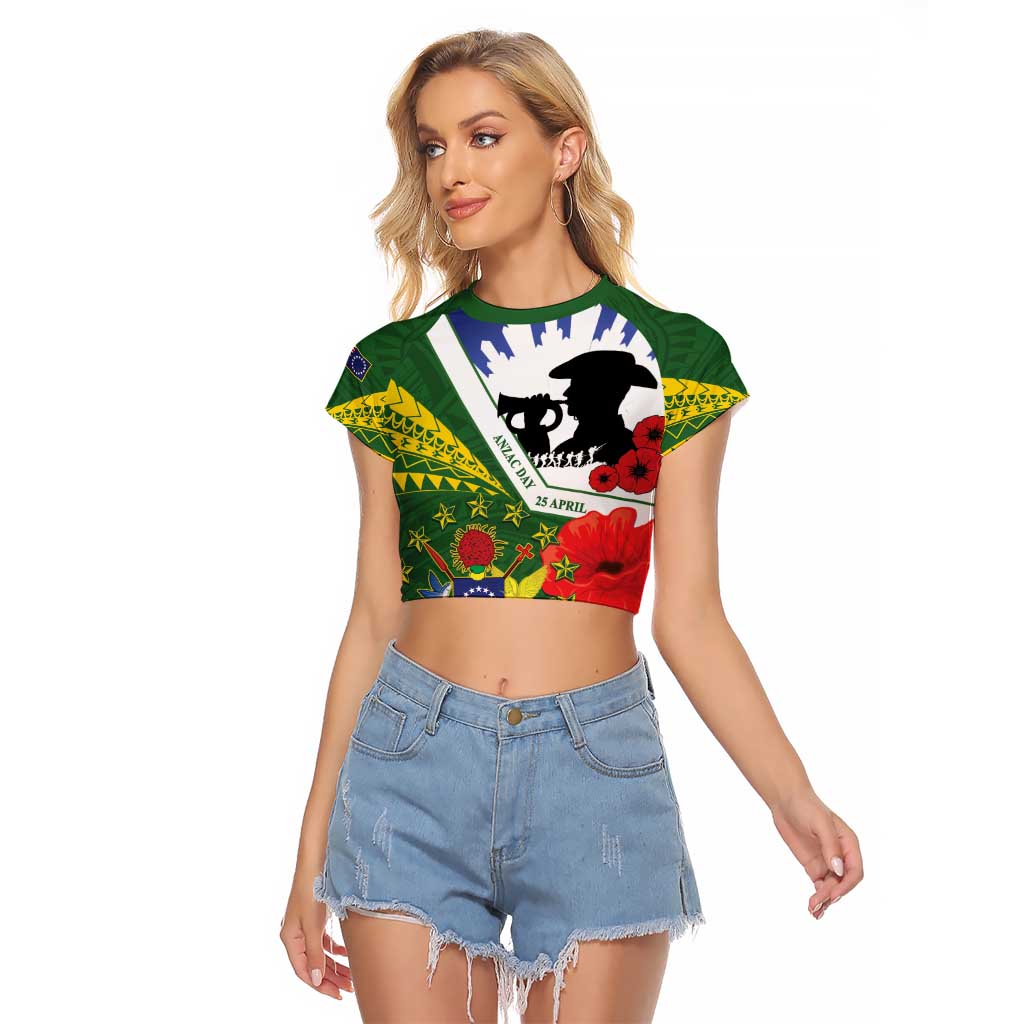 Cook Islands ANZAC Day Raglan Cropped T Shirt Last Post Lest We Forget