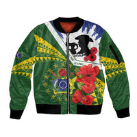 Cook Islands ANZAC Day Sleeve Zip Bomber Jacket Last Post Lest We Forget