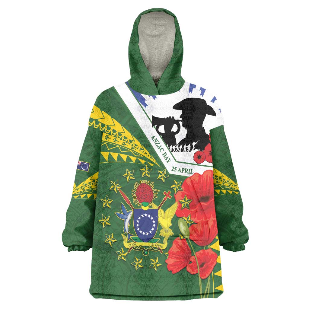 Cook Islands ANZAC Day Wearable Blanket Hoodie Last Post Lest We Forget