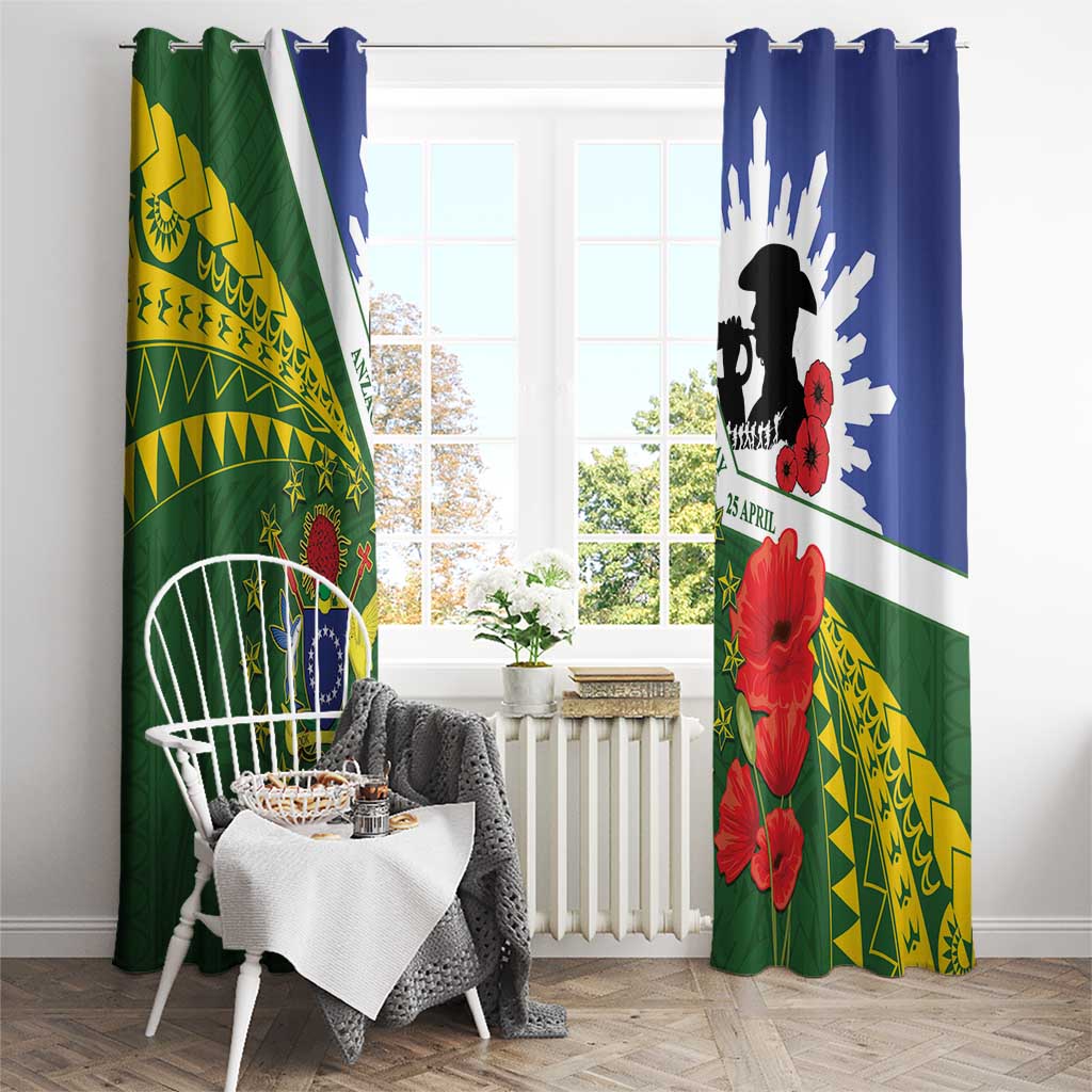 Cook Islands ANZAC Day Window Curtain Last Post Lest We Forget