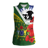 Cook Islands ANZAC Day Women Sleeveless Polo Shirt Last Post Lest We Forget