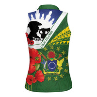 Cook Islands ANZAC Day Women Sleeveless Polo Shirt Last Post Lest We Forget