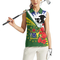 Cook Islands ANZAC Day Women Sleeveless Polo Shirt Last Post Lest We Forget