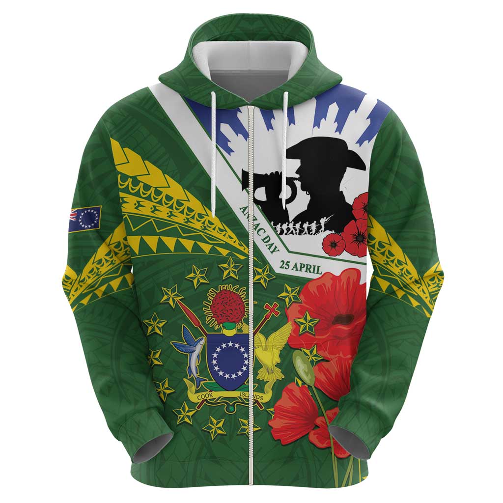 Cook Islands ANZAC Day Zip Hoodie Last Post Lest We Forget