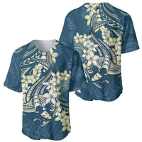 Cyan Polynesia Hammerhead Shark Tattoo With Plumeria Lei Baseball Jersey
