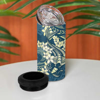 Cyan Polynesia Hammerhead Shark Tattoo With Plumeria Lei 4 in 1 Can Cooler Tumbler