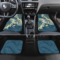 Cyan Polynesia Hammerhead Shark Tattoo With Plumeria Lei Car Mats