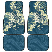 Cyan Polynesia Hammerhead Shark Tattoo With Plumeria Lei Car Mats