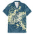 Cyan Polynesia Hammerhead Shark Tattoo With Plumeria Lei Family Matching Summer Maxi Dress and Hawaiian Shirt