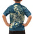 Cyan Polynesia Hammerhead Shark Tattoo With Plumeria Lei Hawaiian Shirt