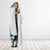 Cyan Polynesia Hammerhead Shark Tattoo With Plumeria Lei Hooded Blanket