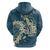 Cyan Polynesia Hammerhead Shark Tattoo With Plumeria Lei Hoodie