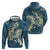 Cyan Polynesia Hammerhead Shark Tattoo With Plumeria Lei Hoodie