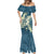 Cyan Polynesia Hammerhead Shark Tattoo With Plumeria Lei Mermaid Dress