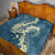 Cyan Polynesia Hammerhead Shark Tattoo With Plumeria Lei Quilt