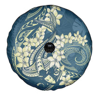 Cyan Polynesia Hammerhead Shark Tattoo With Plumeria Lei Spare Tire Cover