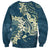 Cyan Polynesia Hammerhead Shark Tattoo With Plumeria Lei Sweatshirt