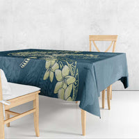 Cyan Polynesia Hammerhead Shark Tattoo With Plumeria Lei Tablecloth