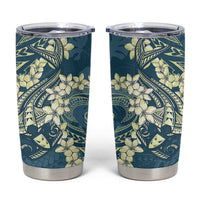Cyan Polynesia Hammerhead Shark Tattoo With Plumeria Lei Tumbler Cup LT14 Cyan - Polynesian Pride