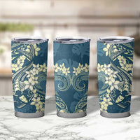 Cyan Polynesia Hammerhead Shark Tattoo With Plumeria Lei Tumbler Cup LT14 - Polynesian Pride