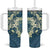 Cyan Polynesia Hammerhead Shark Tattoo With Plumeria Lei Tumbler With Handle