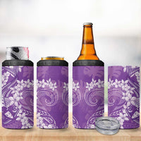 Purple Polynesia Hammerhead Shark Tattoo With Plumeria Lei 4 in 1 Can Cooler Tumbler