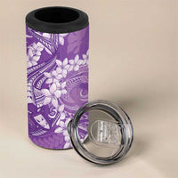 Purple Polynesia Hammerhead Shark Tattoo With Plumeria Lei 4 in 1 Can Cooler Tumbler